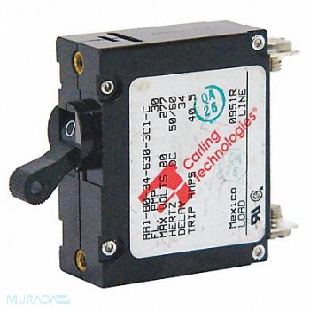 CARLING TECHNOLOGIES Circuit Breaker 30A Magnetic 250VAC, 10C596