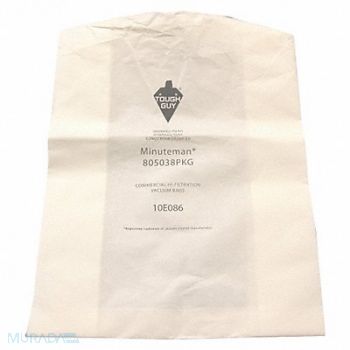 TOUGH GUY Vacuum Bag Paper 1-Ply Reusable PK12, 10E086
