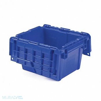 ORBIS H4627 Attached Lid Container Blue Solid HDPE, 10E125