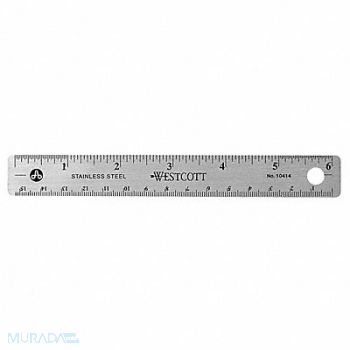 WESTCOTT Ruler 6 Inch Stainless Steel, 10F263