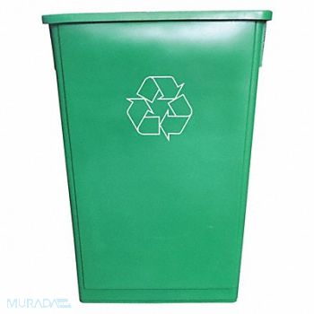 TOUGH GUY Trash Can Rectangular 23 gal Green, 10F626