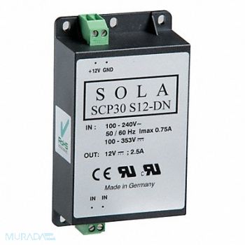 SOLAHD DC Power Supply 12VDC 2.5A 50/60Hz, 10G780