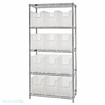 QUANTUM STORAGE SYSTEMS F1590 Bin Shlvng 18inx74inx36in Clear, 10H864