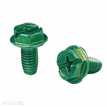 IDEAL Ground Screw 10-32 Green Pk100, 10K067