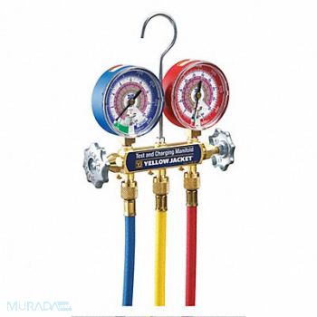 YELLOW JACKET Mechanical Manifold Gauge Set 2-Valve, 10M823