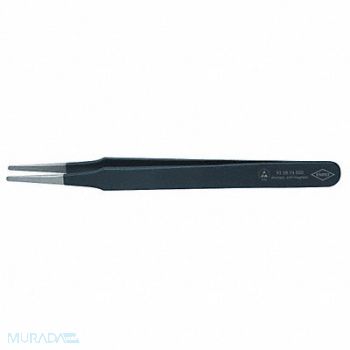 KNIPEX Tweezers ESD Straight Round 4-3/4 In Blk, 10U073