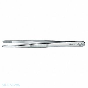 KNIPEX Tweezers Blunt Straight Serrated 4-3/4, 10U074
