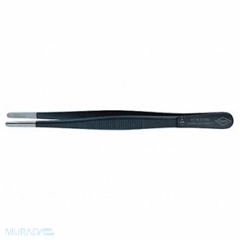 KNIPEX Tweezers ESD Round Serrated 5-3/4 In Blk, 10U080