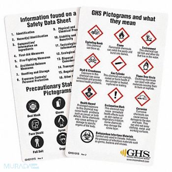 GHS SAFETY Wallet Card Chemical/HAZMAT Trng PK50, 10X331