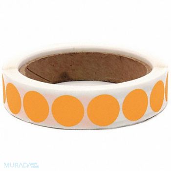 ROLL PRODUCTS Label Circle Paper 3/4 H Orange 1000, 10Y502