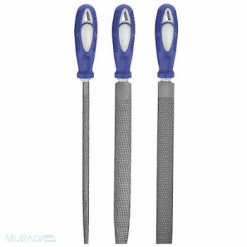 WESTWARD Hand File Set Bastard/Smooth 8 In L 3 Pc, 10Z758