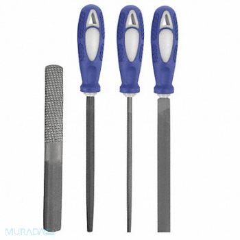 WESTWARD Hand File Set Bastard/Smooth 4 Pcs, 10Z762