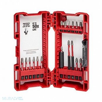 MILWAUKEE Screwdriver Bit Set 18 Pieces 1/4 Shank, 10Z783