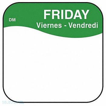 DAYMARK Food Safety Label Green/White 3/4 in H, 800MY0