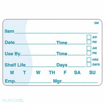 DAYMARK Shelf Life Label Blue PK250, 6GUV1