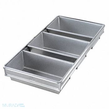 CHICAGO METALLIC Bread Pan 3-Strap 8-1/2x4-1/2, 11M716
