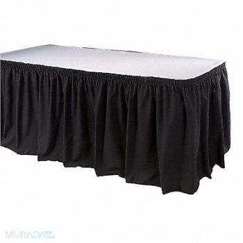 PHOENIX Table Skirting 21-1/2 ft Shirred Black, 11N683
