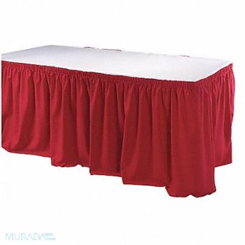 PHOENIX Table Skirting 21-1/2 ft Shirred Red, 11N685