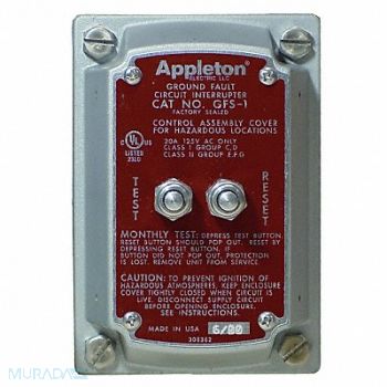 APPLETON ELECTRIC GFCI Cover 5mA Trip Setting 125-250V 20A, 11Y420