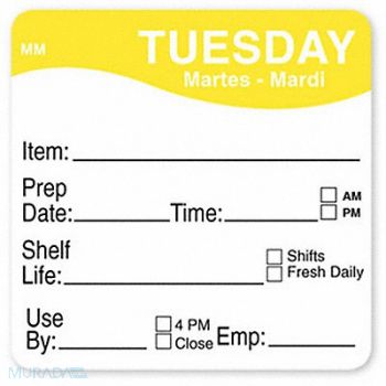 DAYMARK Food Safety Label Orange/White 2 in H, 800MW9