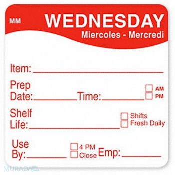 DAYMARK Food Safety Label Green/White 2 in H, 800MX0
