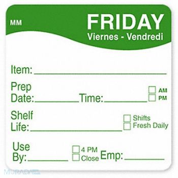 DAYMARK Food Safety Label Blue/White 2 in H, 800MX2