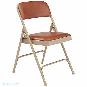NATIONAL PUBLIC SEATING Folding Chair Vinyl Brown PK4, 8CXR7