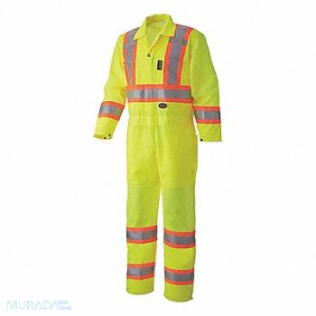 PIONEER Traffic Coverall Hi-Vis Yw Polyester 2XL, 120V70