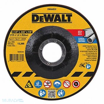 DEWALT Metal Cut-Off Wheel 4.5 x.045 x7/8 T27, 120W84