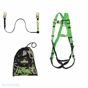 PEAKWORKS Fall Kit Harness 6ft.Lanyard Sn Hook Bag, 126R69