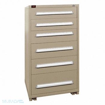 LYON Mod Drawer Cab 59-1/4 H 6 Drawer Putty, 12C704