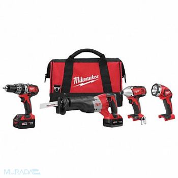MILWAUKEE Cordless Combination Kit 4 Tools 18V DC, 12E733