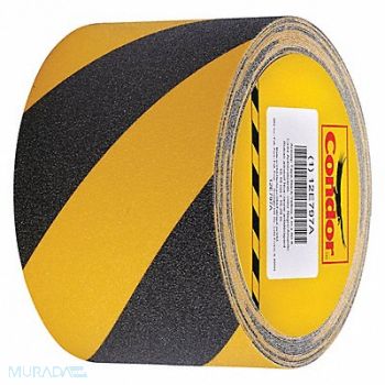 CONDOR AntiSlip Tape 60 ftLx4 W BLK/YLW 60Grit, 12E797