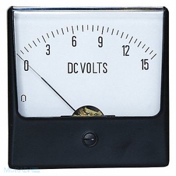 GRAINGER APPROVED Analog Panel Meter DC Voltage 0-15 DC V, 12G437