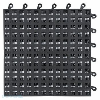 WEARWELL Interlock Drainage Mat Blck 18 x18 PK10, 12H392