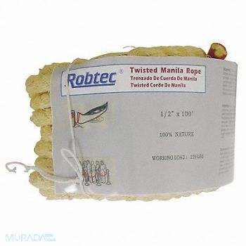 GRAINGER APPROVED Rope Manila Twisted 3/8 in Dia 600ft L, 12U282