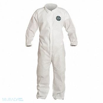 DUPONT H3333 Collared Coveralls Whte 2XL Elastic PK25, 40L037