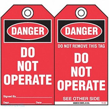 IDESCO SAFETY Do Not Operate Safety Tag PK10, 136J95