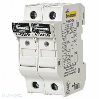 BUSSMANN Fuse Block 0 to 30A Class CC 2 Pole, 13M218