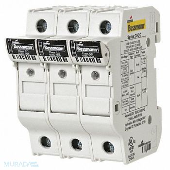 BUSSMANN Fuse Block 0 to 30A Class CC 3 Pole, 13M220