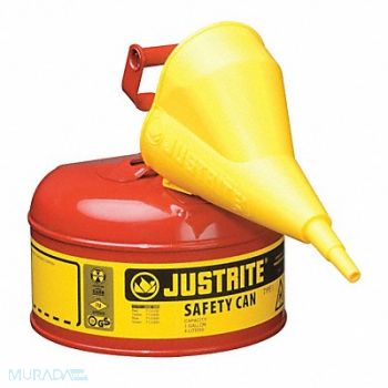 JUSTRITE Type I Safety Can 1 gal Red 11In H, 13M453