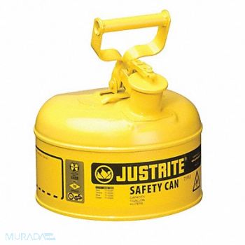 JUSTRITE Type I Safety Can 1 gal Yellow 11In H, 13M454