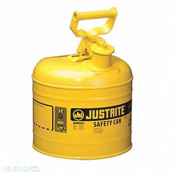 JUSTRITE Type I Safety Can 2 gal Ylw, 13M460