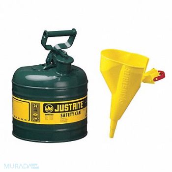 JUSTRITE Type I Safety Can 2 gal Green 13-3/4In H, 13M465