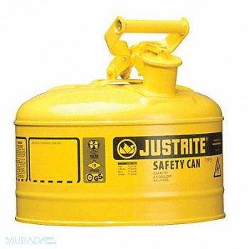 JUSTRITE Type I Safety Can 2-1/2 gal Yellow, 13M467