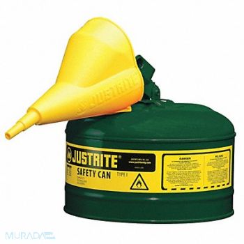 JUSTRITE Type I Safety Can 2.5 gal Green 11.5In H, 13M472