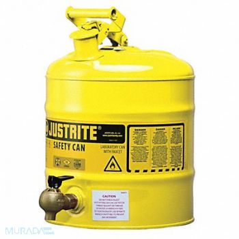 JUSTRITE Type I Safety Can 5 gal Ylw 16-7/8In H, 13M476