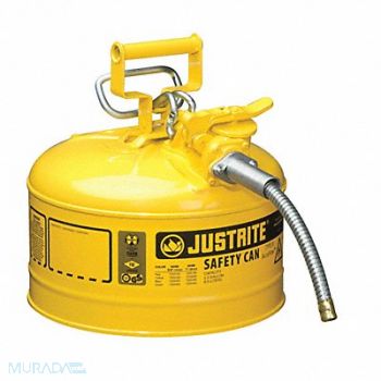 JUSTRITE Type II Safety Can Yellow 12 in H, 13M481