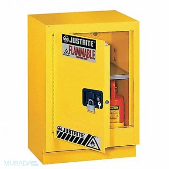 JUSTRITE Flammable Safety Cabinet 15 gal Yellow, 13M494