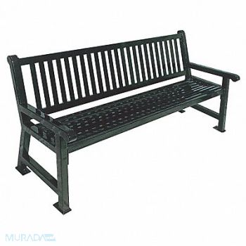 ULTRASITE Outdoor Bench 72 in H 27 in W Black, 13P992